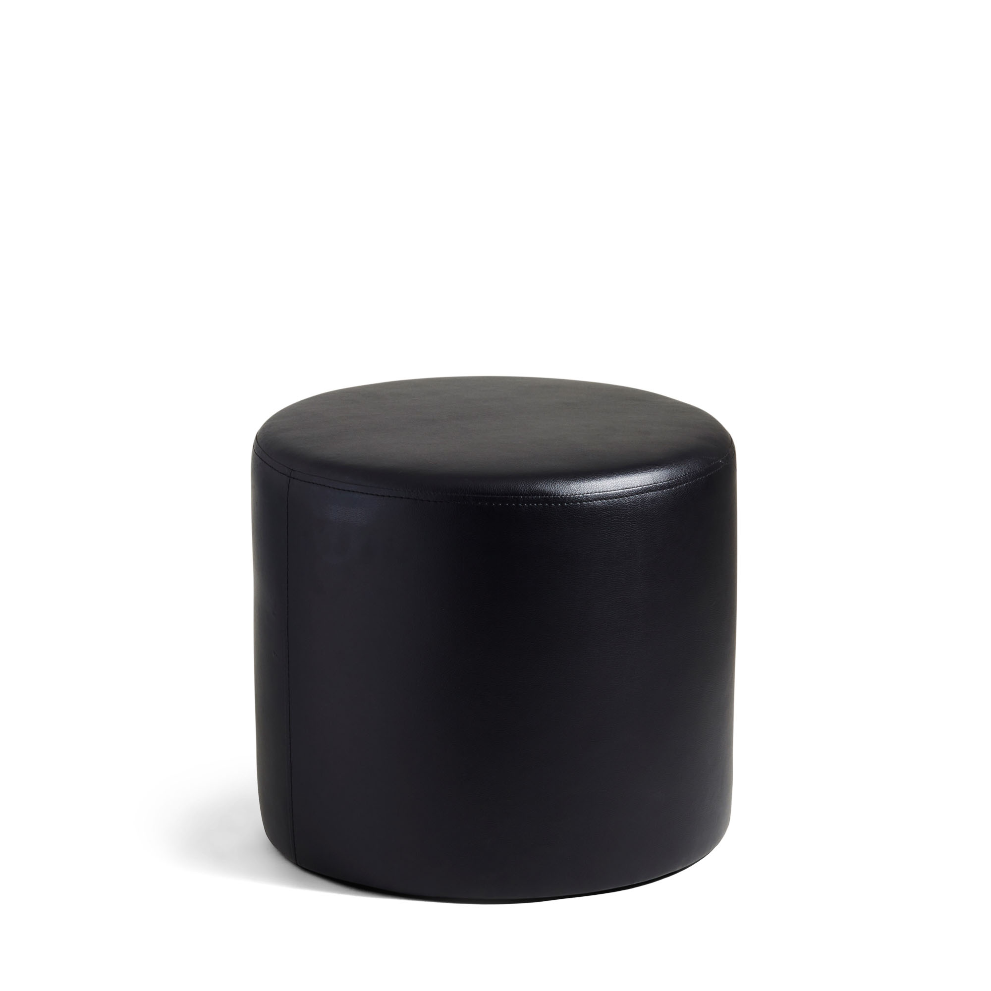 Ottoman - Black Leather Round for Hire - Salters - Hobart and Launceston